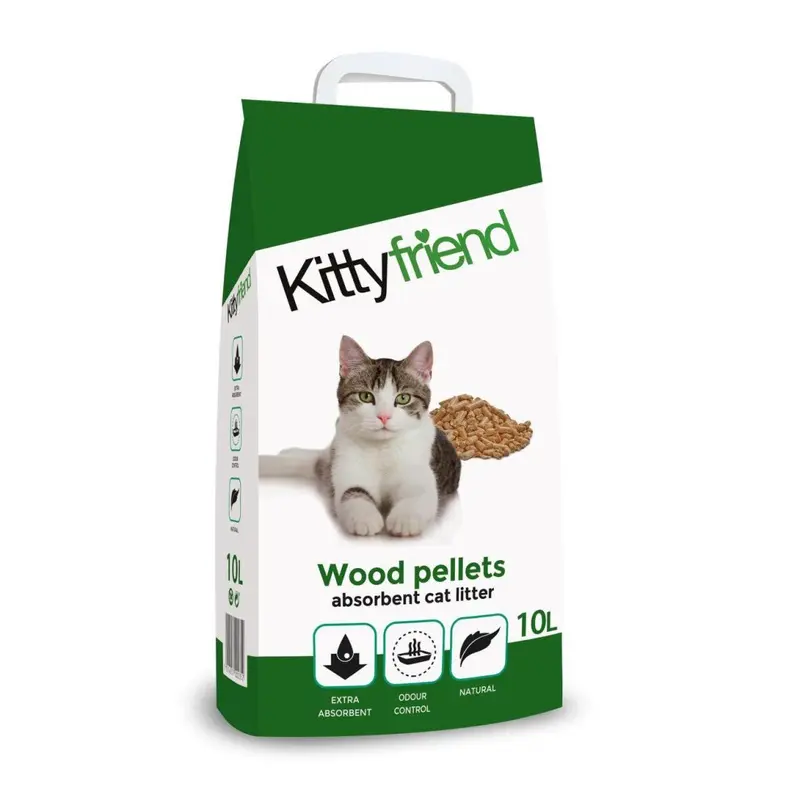 New Sanicat Kittyfriend Wood Pellets Cat Litter 10L Large