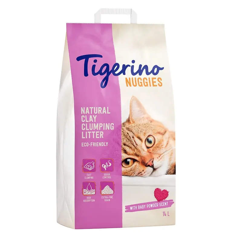 Tigerino Nuggies Cat Litter  Baby Powder Scent - 14L