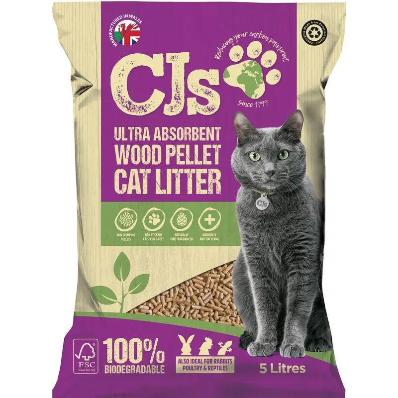 Cj Cjs Premium Ultra Wood Pellet Cat Litter - Litre Size 5