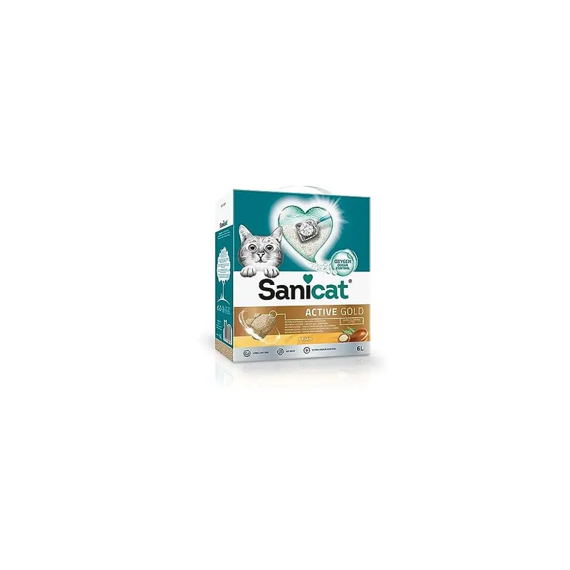 New Sanicat Active Cat Litter, - Clumping, Argan Scented Gold 6L