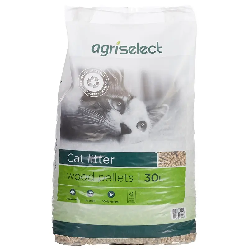 Agriselect Wood Pellet Recycled Non-Clumping Wood Cat Litter 30 Litre