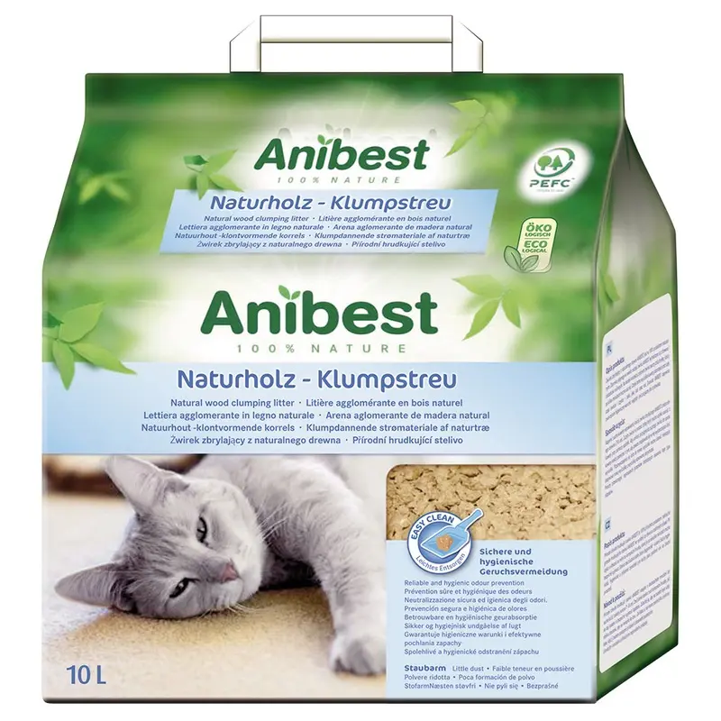 Anibest Natural Wood Cat Litter - 10 Litres (Approx. 4.3Kg)