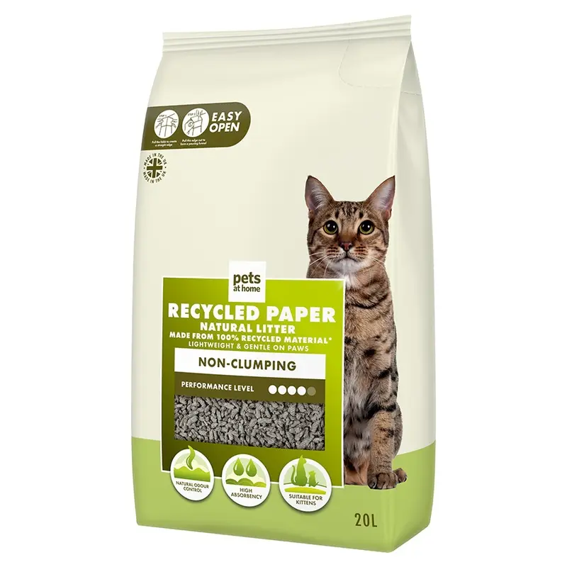 Pets At Home Recycled Paper Non-Clumping Cat Litter 20 Litre