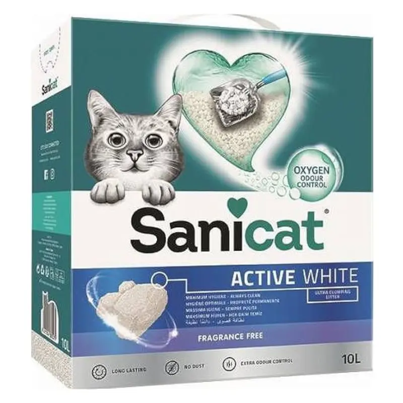 Sanicat Active White Clumping Cat Litter - 10L
