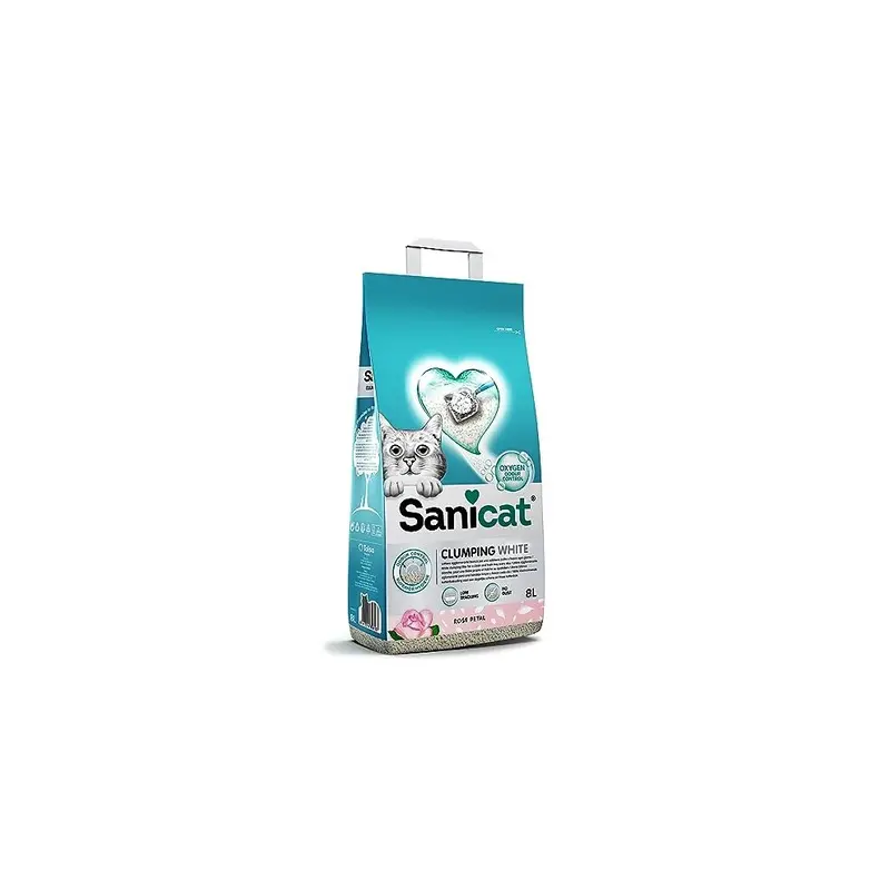 Sanicat White Clumping Cat Litter, Rose, 8L Large