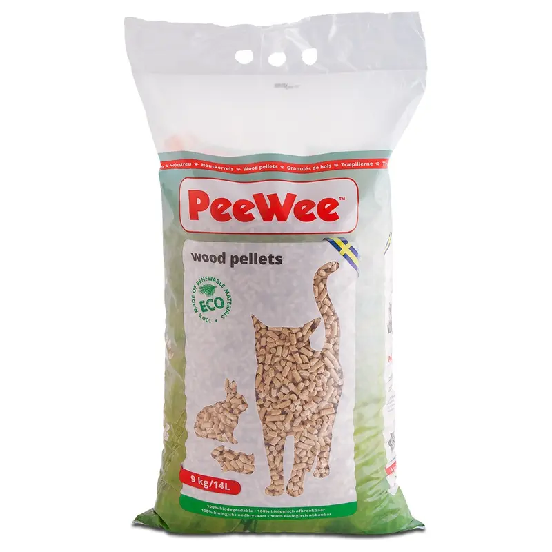 Peewee Wood Pellets Cat Litter - 9Kg
