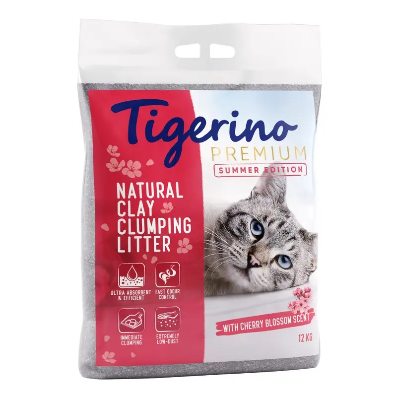 Tigerino Premium Cat Litter Limited Summer Edition  Cherry Blossom Scent - 12Kg