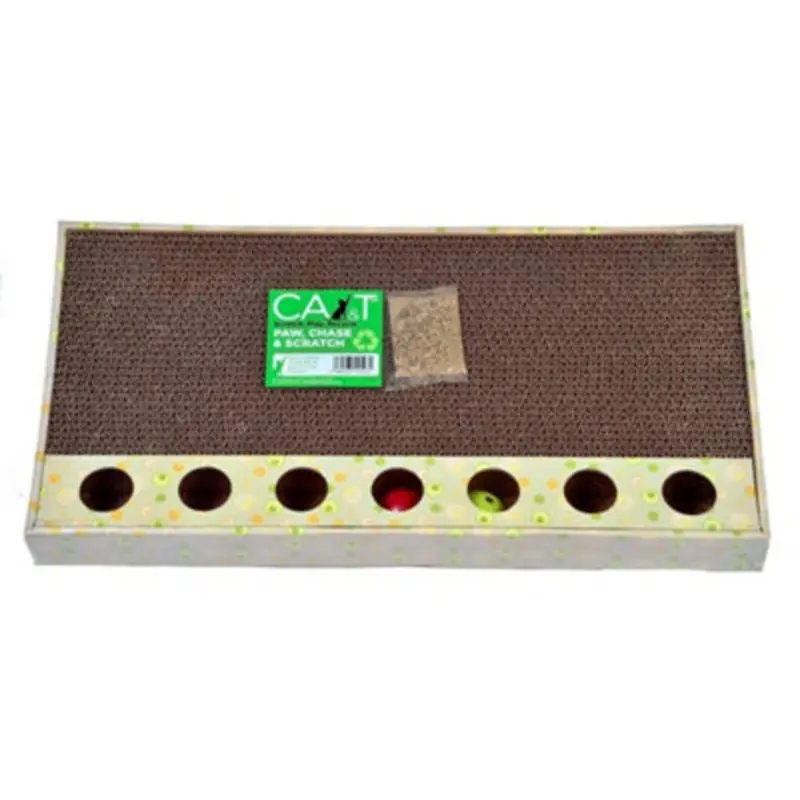 B&Q Ca&T Paw Chase & Scratch Combination Cat Scratcher With Interative Cat Ball Game