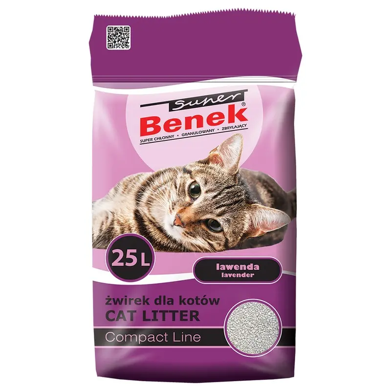 Benek Super Compact Lavender Cat Litter - 25L (Approx. 21Kg)