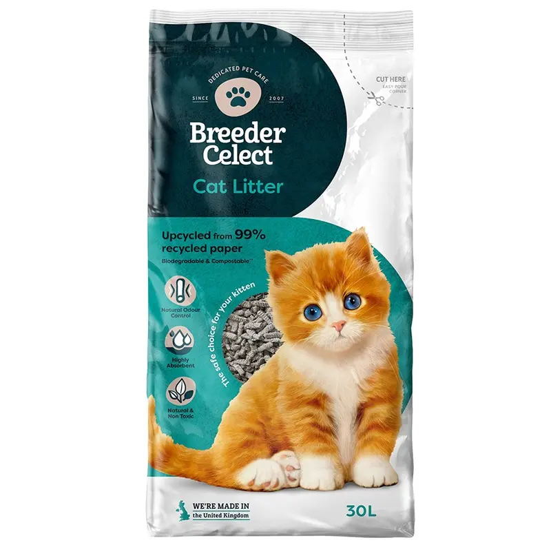 Breeder Celect Recycled Paper Pellet Non Clumping Cat Litter 30 Litres
