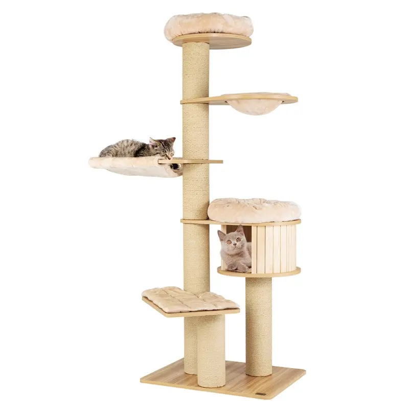 New Casart 191 Cm Cat Tower Multi-Storey Cat Tree Scratch Posts W/Condo & Top Perch