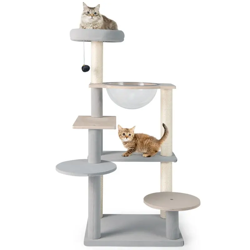 New Casart Modern Cat Tree Multi-Level Cat Tower W/Jumping Platforms-Natural 113Cm