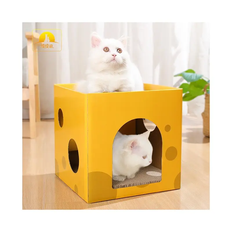 Square Layer Double Cheese Box Corrugated Cat Scratch Board For Daily Play Cats