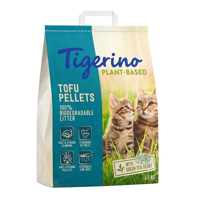 Tigerino Plant-Based Litter Tofu Pellets - Green Tea Scent - 11 L (4,6 Kg)