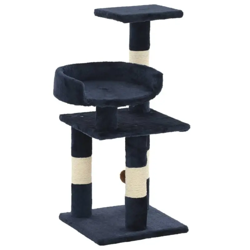 Vidaxl Blue Cat Tree With Sisal Scratching Posts Kitten Furniture Tower 65Cm