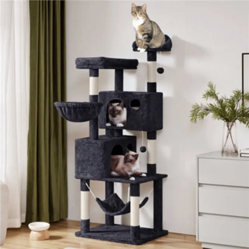 Yaheetech Black Multi-Level Cat Tree With Condos And Scratching Posts