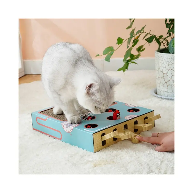 Rywolt Cat Toy Whack Mole Corrugated Paper Scratch Board Cat Tease Toy Pet Supplies