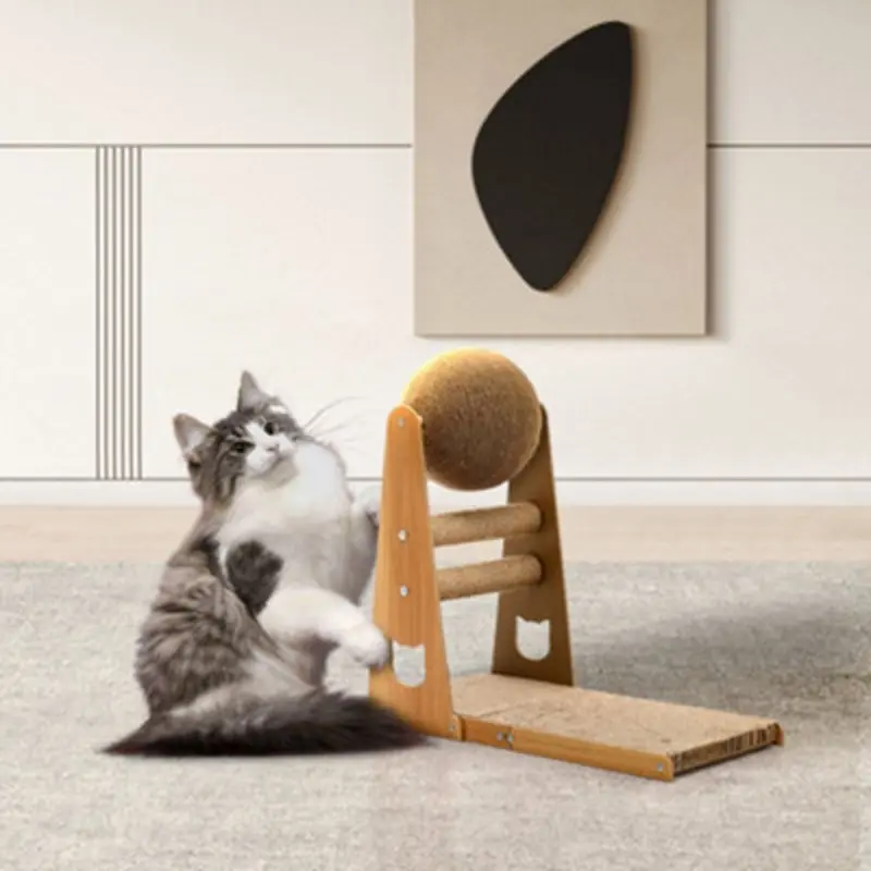 Thehotsale L-Shaped Cat Scratcher With Cat Scratching Ball W X 25Cm D X 47Cm H 50Cm