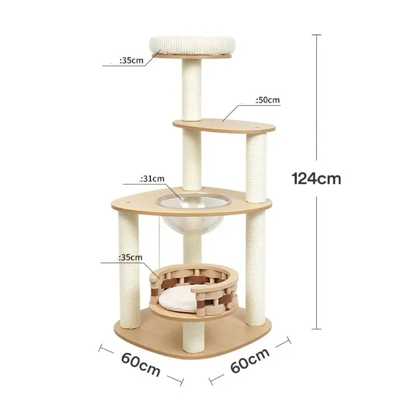 Zeze Modern Wooden Cat Climbing Frame | : Large