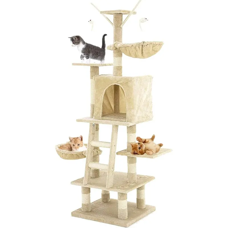 Ca&T Unisex Beige Ultimate Kitten Cat Scratching Post Tree Activity Centre Tower