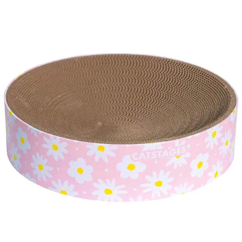 Catstages Pink Scratch & Snuggle Corrugated Cat Scratcher And Lounger Daisy