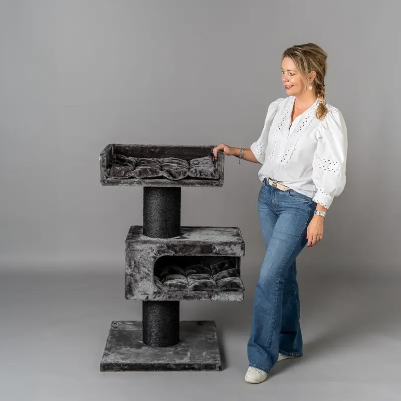 New Rhrquality Cat Scratcher Maine Coon Lounge Retreat Blackline Dark/Grey Size 1.1