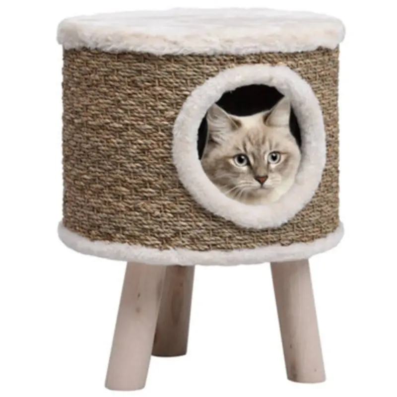 Walplus Cat House With Wooden Legs 41 Cm Seagrass 41Cm