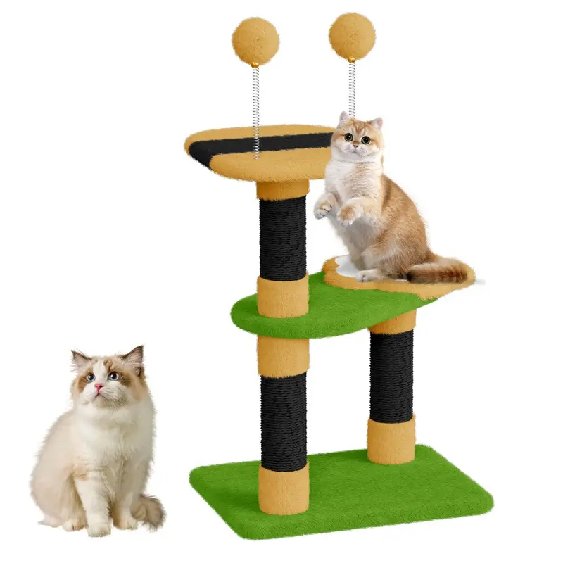 Kono Green (Green) Bees Vibrant Colors Cat Tree Playful Design Cat Tower