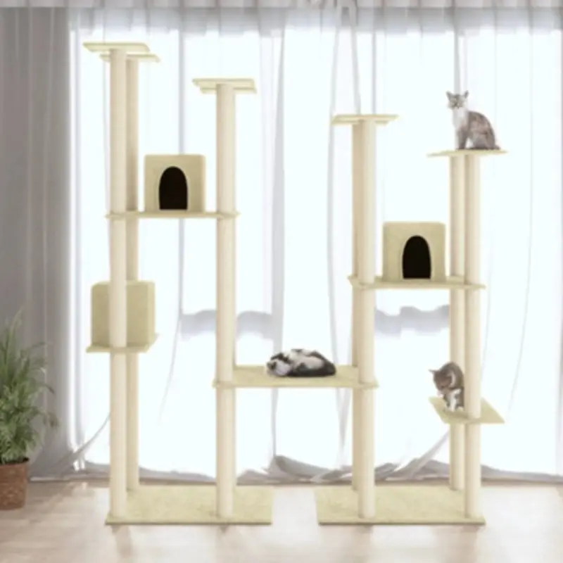 Walplus Cat Tree With Sisal Scratching Posts 174 Cm Cream