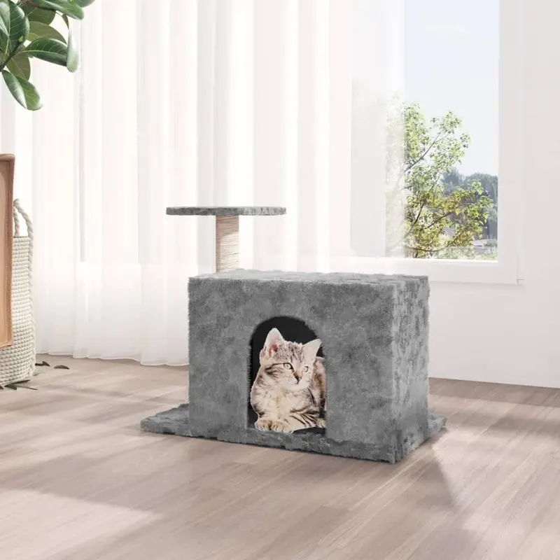 Berkfield Home Unisex Grey Cat Tree With Sisal Scratching Post Light 51 Cm