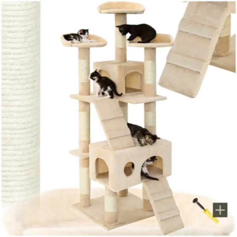 Tectake Cat Tree Mogli - 170 Cm, Sisal Cat Scratching Post - Beige
