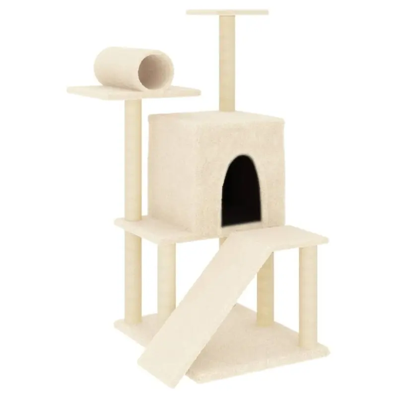 Vidaxl Cream (Cream) Cat Tree With Sisal Scratching Posts Cat Scratch Tower Climber