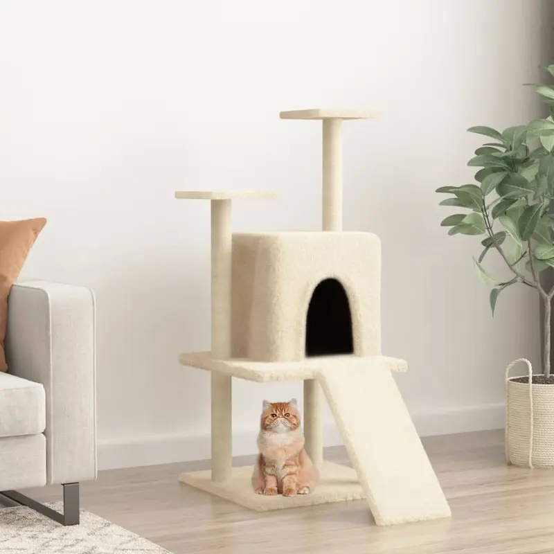 Berkfield Home Unisex Beige Cat Tree With Sisal Scratching Posts Cream 110 Cm