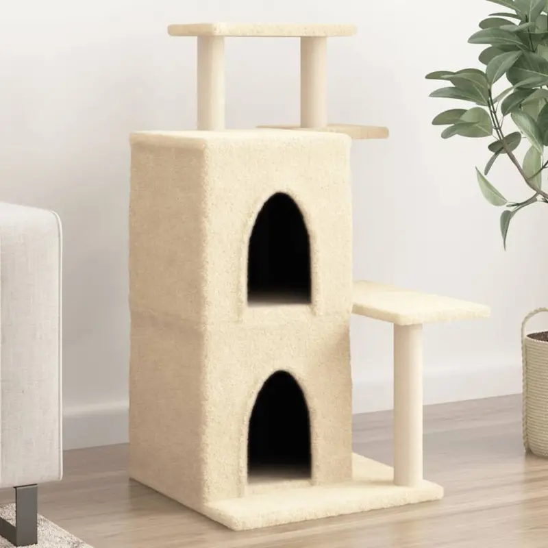 Berkfield Home Unisex Beige Cat Tree With Sisal Scratching Posts Cream 97 Cm
