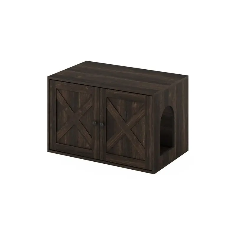 Fasten Gear Peli Farmhouse Cat Litter Box Enclosure, Ebony