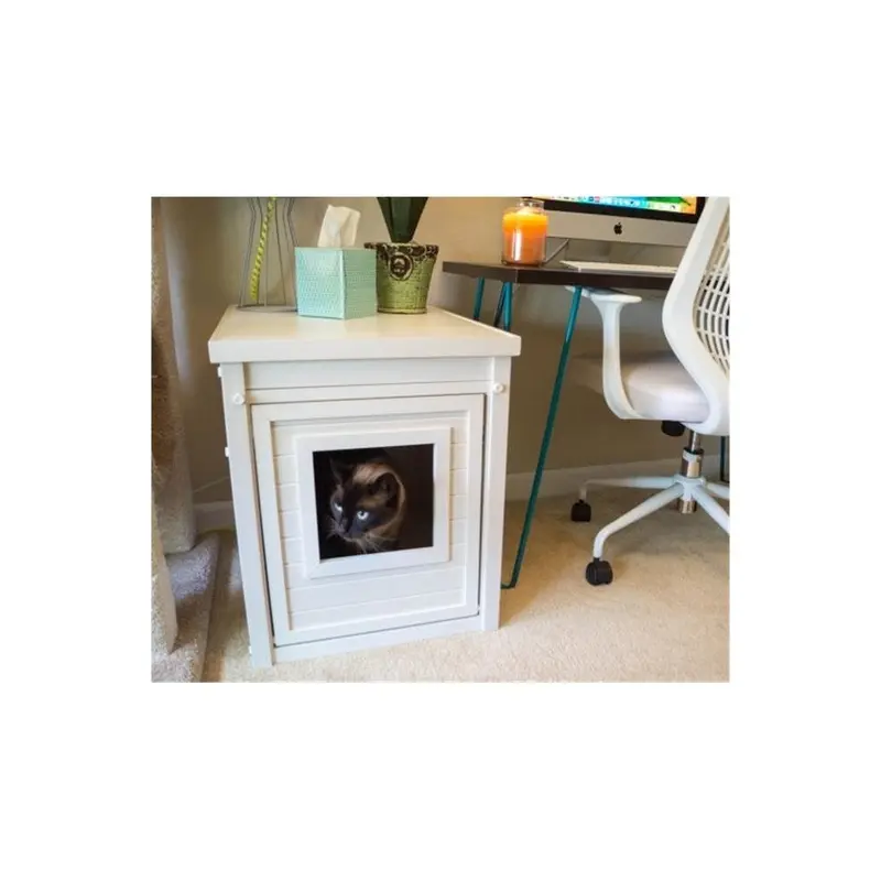 New Age Pet White Ehlb001-04 Habitat N Home Espresso Litter Loo End Table - Antique
