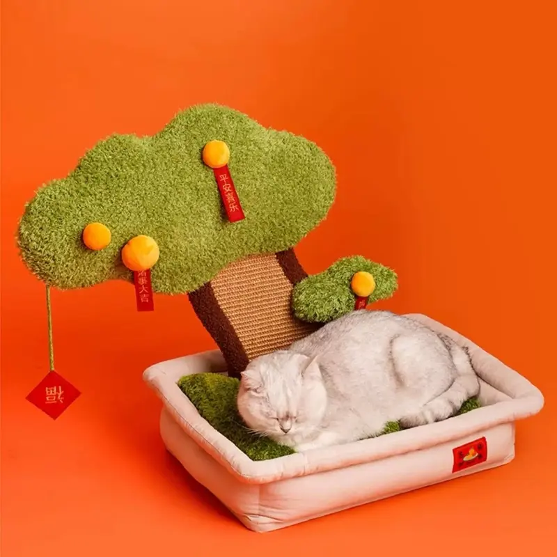 Zeze Festival Plant Pot Cat Scratching Pad And Bed Small