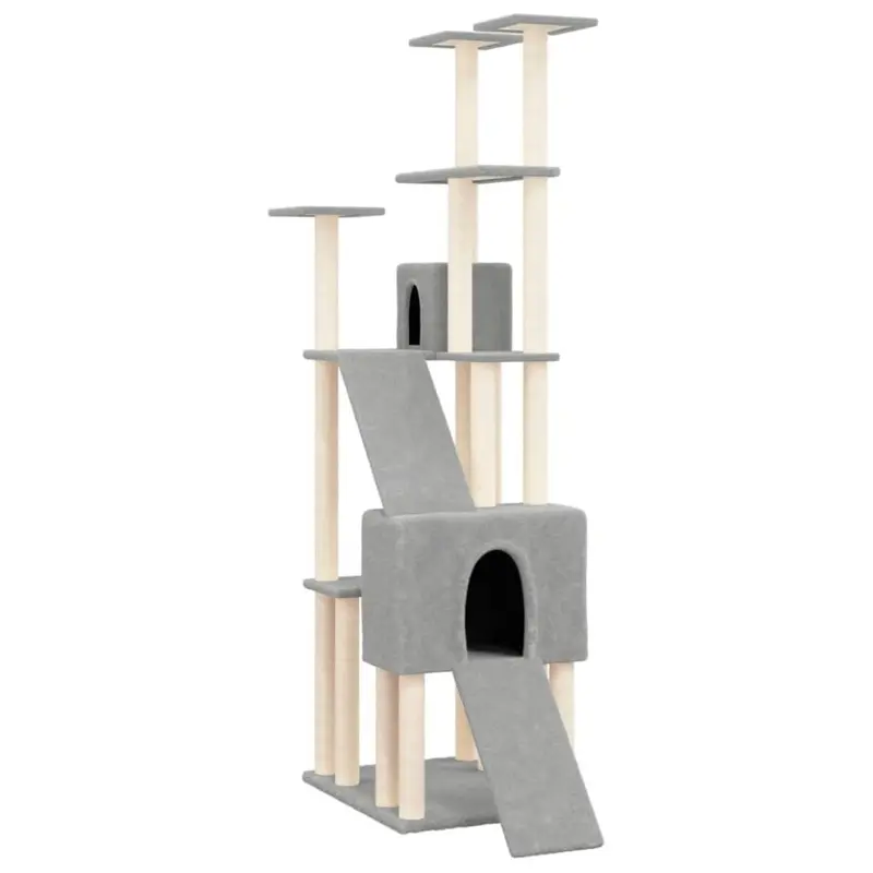 Vidaxl Light/Grey Cat Tree With Sisal Scratching Posts 190 Cm Cat Climber