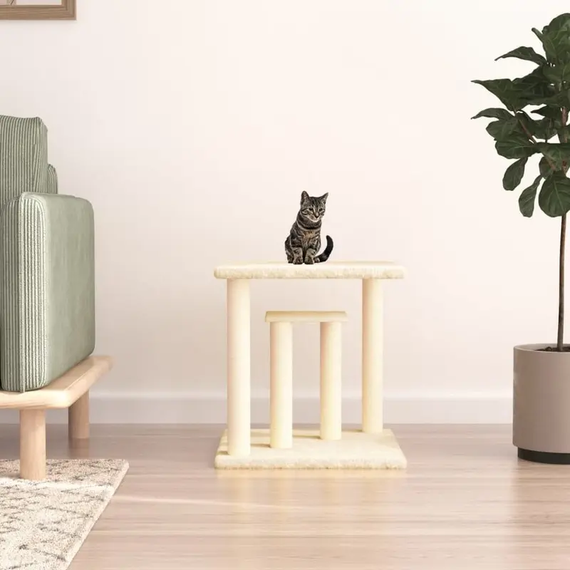 Berkfield Home Unisex Beige Cat Scratching Posts With Platforms Cream 50 Cm
