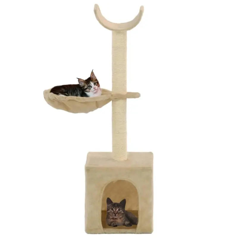 Vidaxl Beige Cat Tree With Sisal Scratching Posts Kitten Play Tower 105Cm