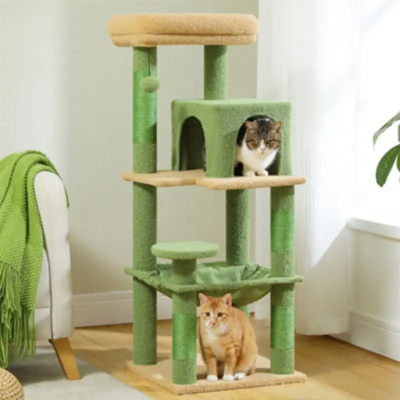 Abrihome Green Multi-Level Cat Tree For Indoor Cats, Small