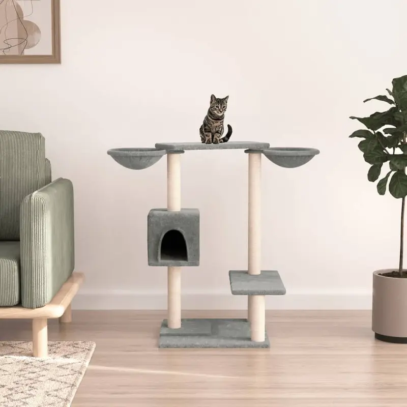 Berkfield Home Unisex Grey Cat Tree With Scratching Posts Light 82 Cm