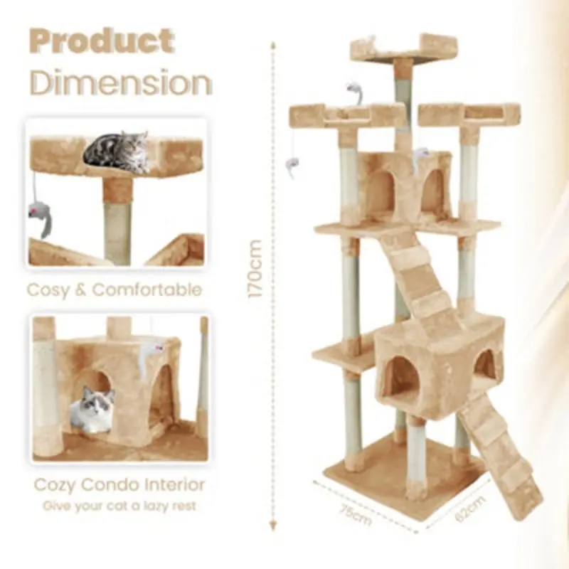 B&Q Cat Kitten Climbing Scratching Post Tower Tree Activity Centre Bed Large