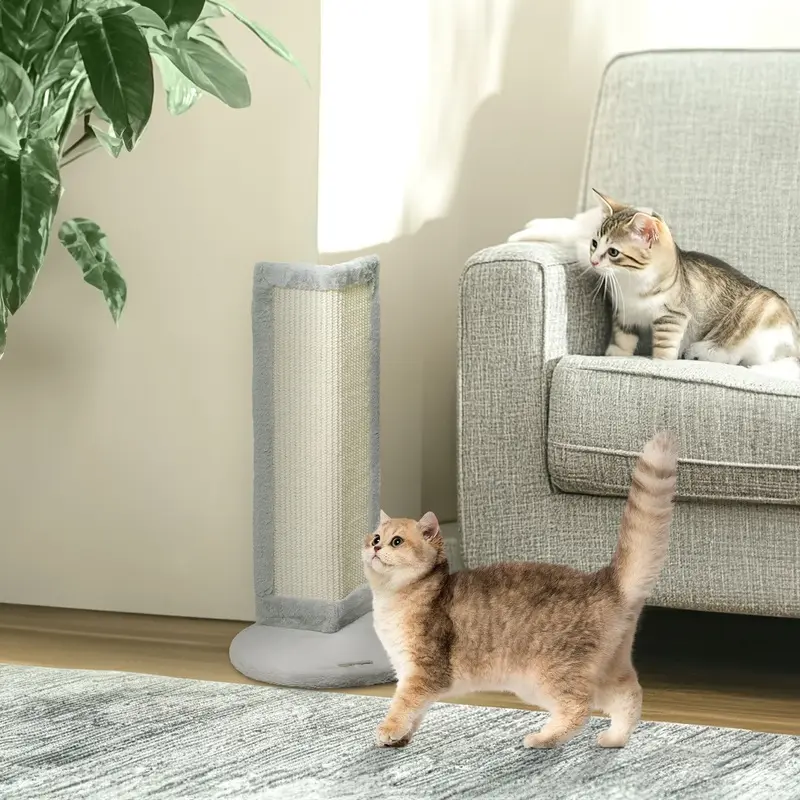 Pawhut Unisex Grey 56Cm Corner Cat Scratching Post With Sisal Scratching Pad,