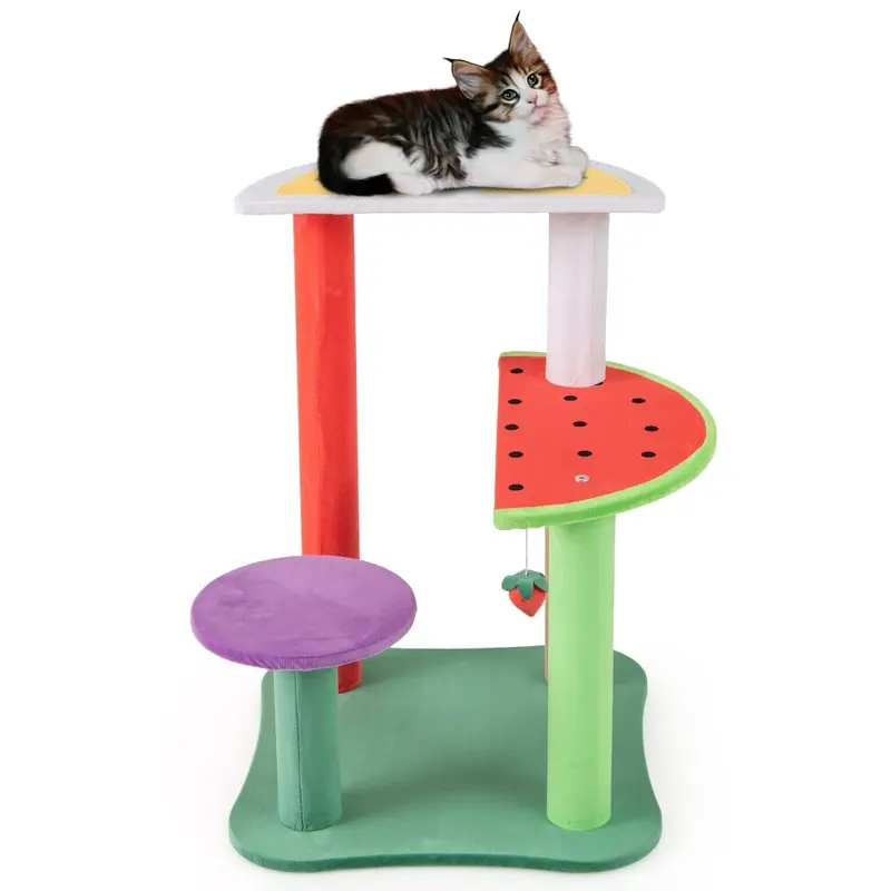 Costway Cute Cat Tree Multi-Level Aesthetic Fruit Cat Tower-Multicolour 69Cm