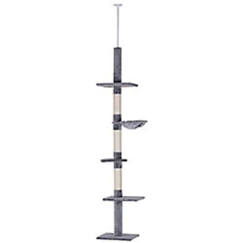 Pawhut Cat Tree Grey, White 340 Mm X 400 Mm X 2600 Mm