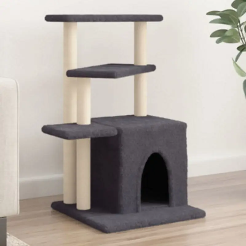 Walplus Dark/Grey Cat Tree With Sisal Scratching Posts 83.5 Cm