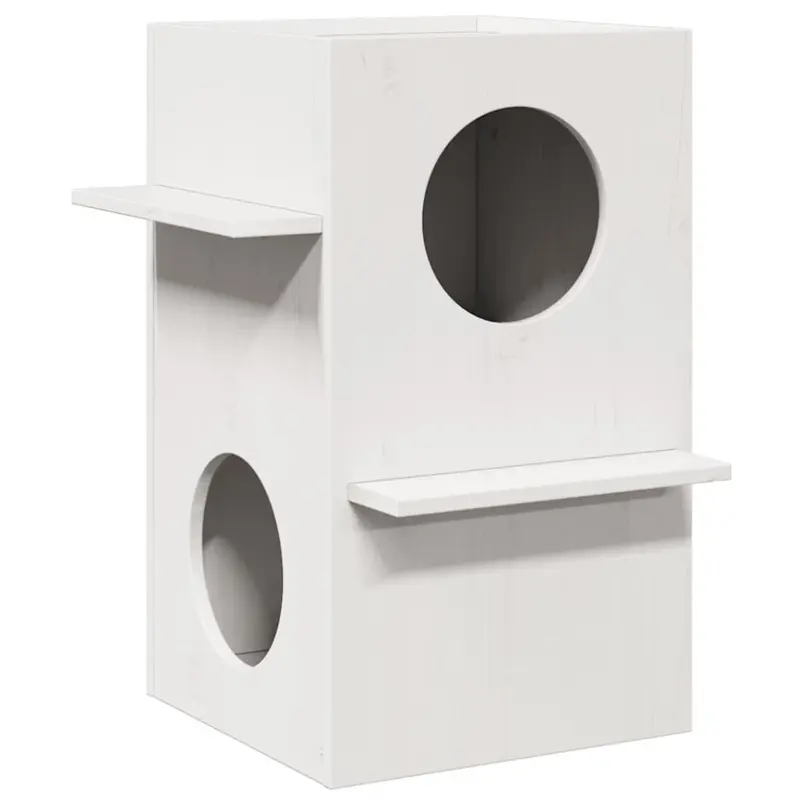 New Vidaxl (Taupe) Cat House 43X43x60 Cm Solid Wood Pine Cat House Indoor White 859302
