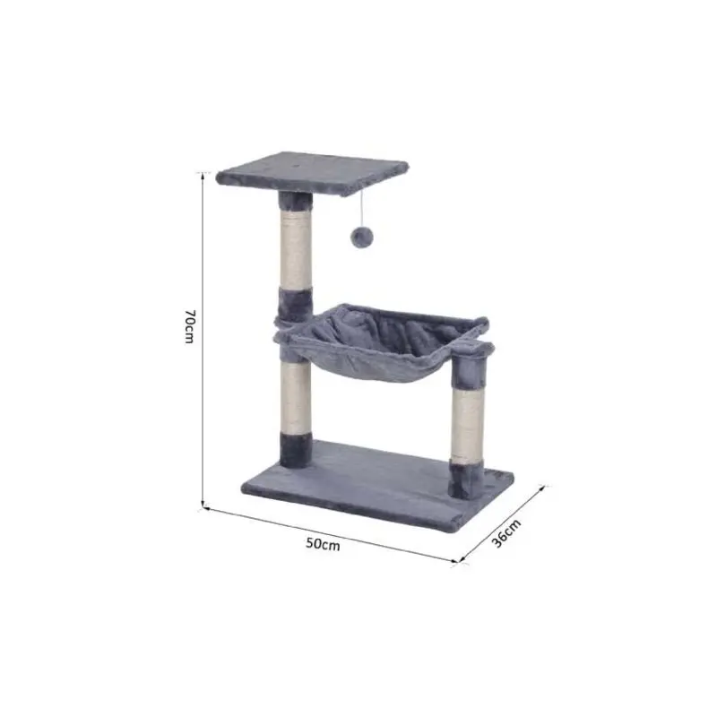 Deluxe 2-Tier Cat Scratch Post With Playful Toy - Beige | Wowcher