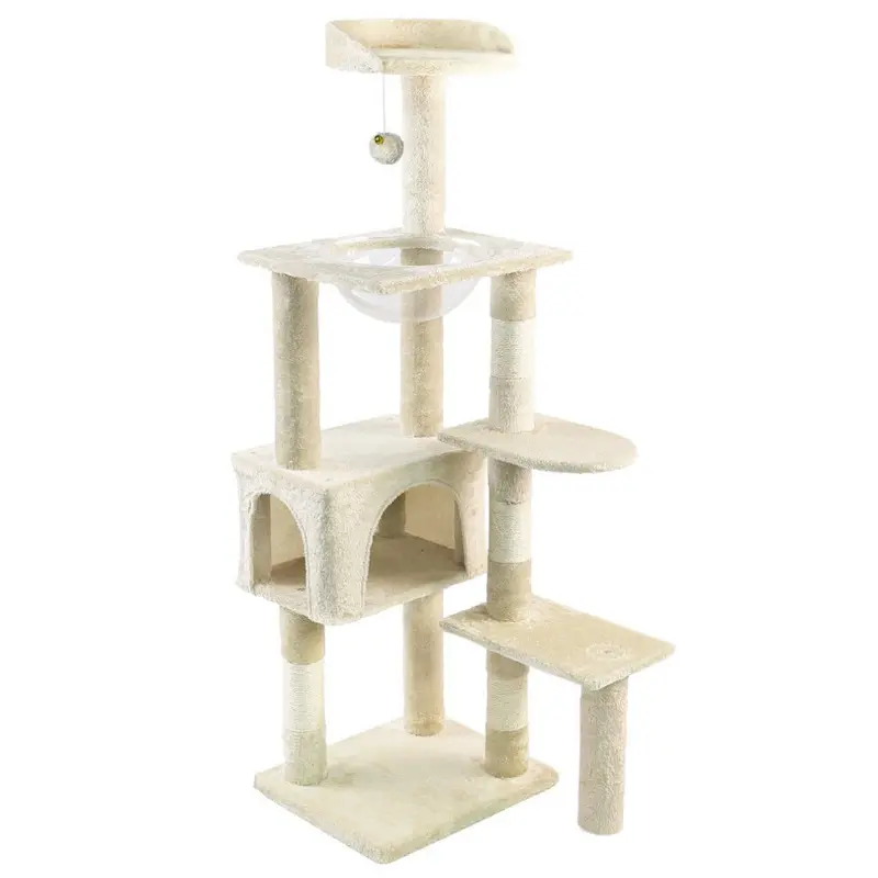 Vounot Beige Cat Tree Tower With Space Capsule,